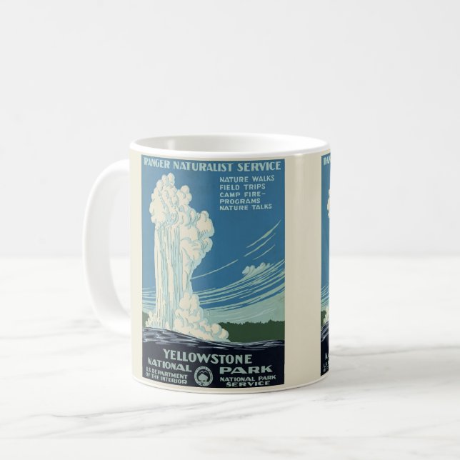 Vintage Yellowstone Park Poster Kaffemugg (Framsida vänster)