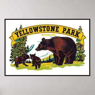 Vintage Yellowstone parkerar affischen Poster