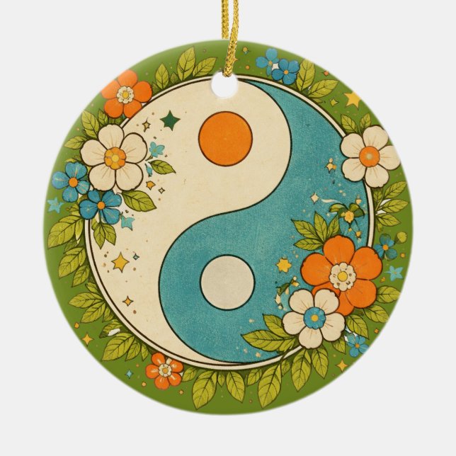 Vintage Yin Yang-symbol                            Julgransprydnad Keramik (Framsidan)