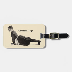 Vintage Yoga Kvinna Upp Hund Antik Bagagebricka