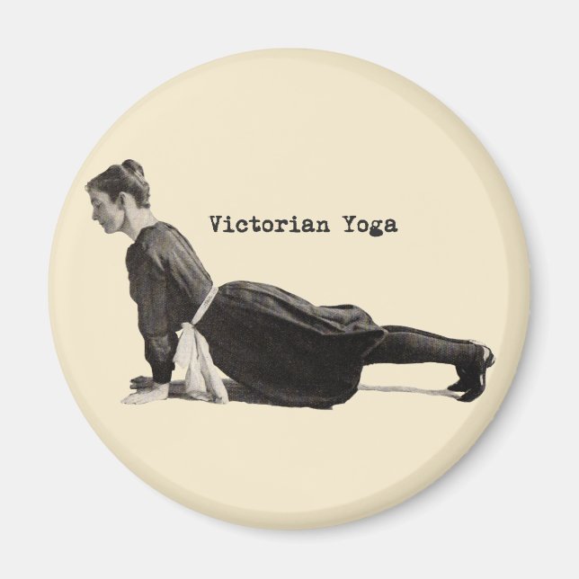 Vintage Yoga Woman gör uppåtvänd Hund Magnet (Framsidan)