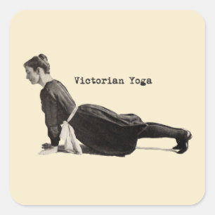 Vintage Yoga Woman Up Hund Antique Fyrkantigt Klistermärke