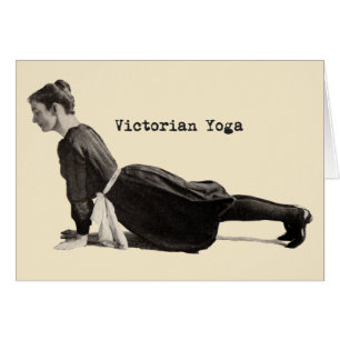 Vintage Yoga Woman Up Hund Antique Hälsningskort