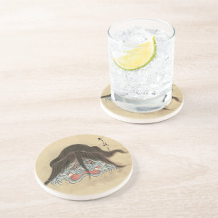 Vintage Yokai Otoroshi- Japansk monster Underlägg Sandsten