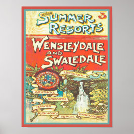 Vintage Yorkshire Railroad Travel Guide Cover Poster