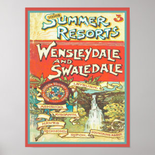 Vintage Yorkshire Railroad Travel Guide Cover Poster