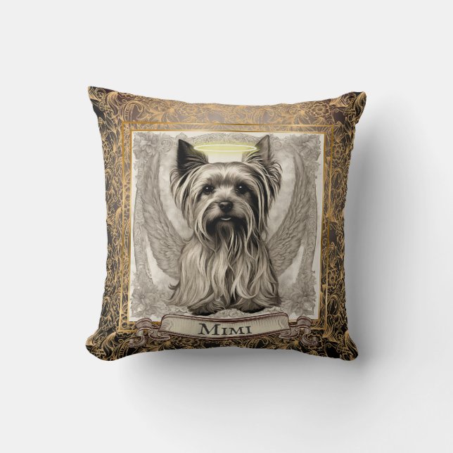 Vintage Yorkshire Terrier Angel Customized Kudde (Framsida)