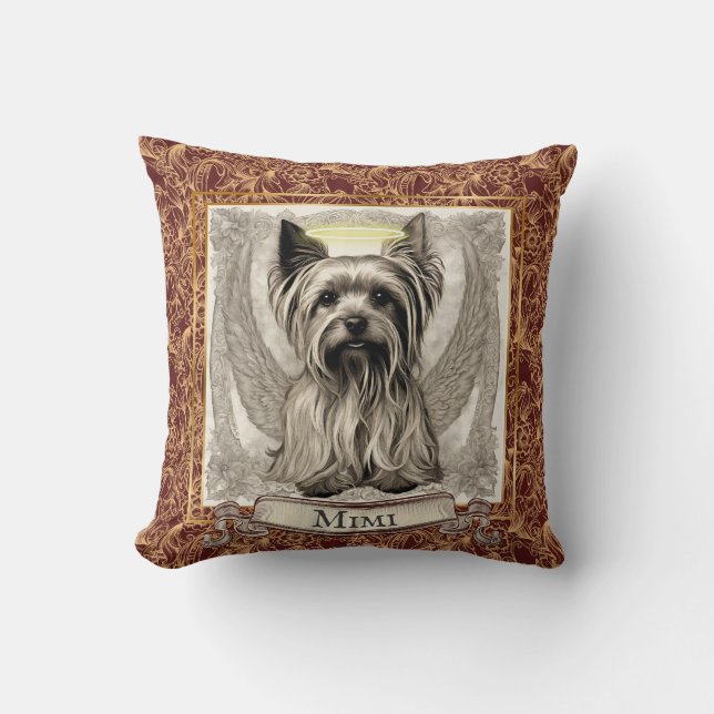 Vintage Yorkshire Terrier Angel Customized Kudde (Framsida)