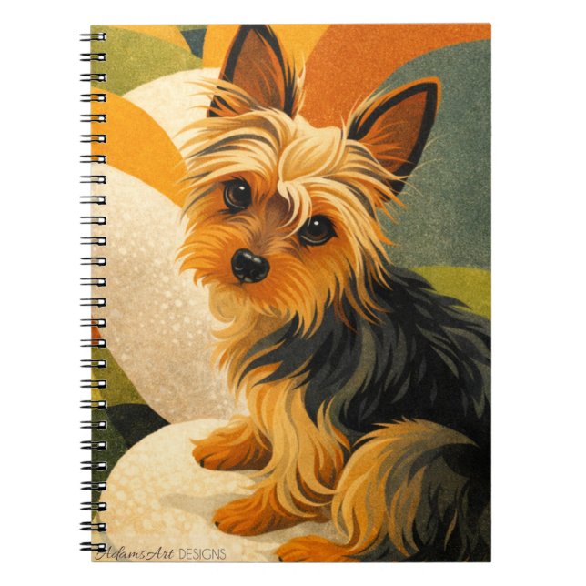 Vintage Yorkshire Terrier Konst Anteckningsbok (Framsidan)