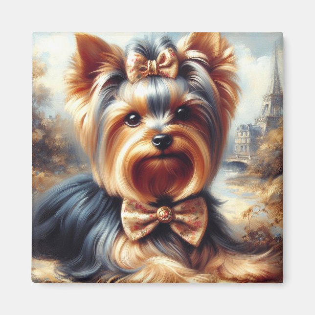 Vintage Yorkshire Terrier Painting Magnet (Framsidan)
