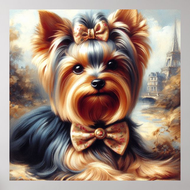 Vintage Yorkshire Terrier Painting Poster (Framsidan)