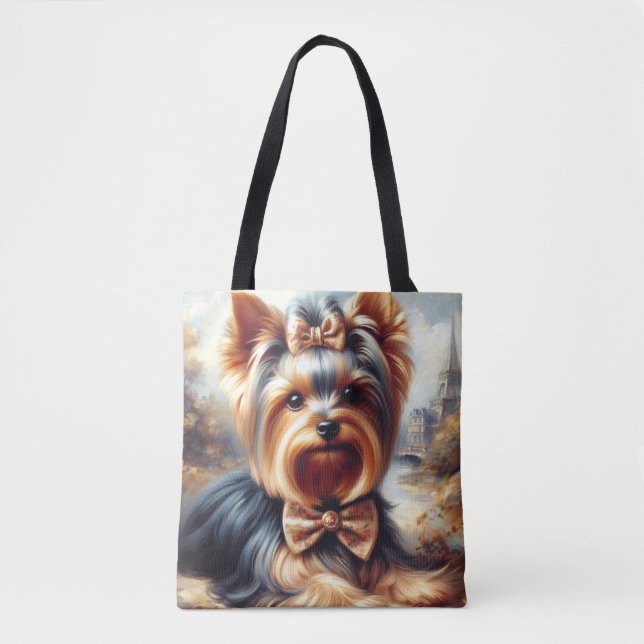 Vintage Yorkshire Terrier Painting Tygkasse (Framsida)
