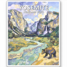Vintage Yosemite El Capitan Bear Tunnel View-målni