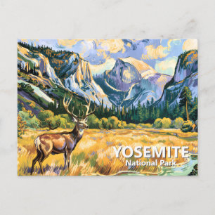 Vintage Yosemite Half Dome Djur Hjort Van Gogh Vykort