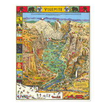 Vintage Yosemite-karta över nationalparken 1931