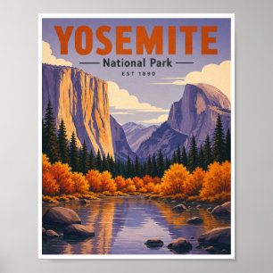 Vintage Yosemite National Park Höstresa Poster