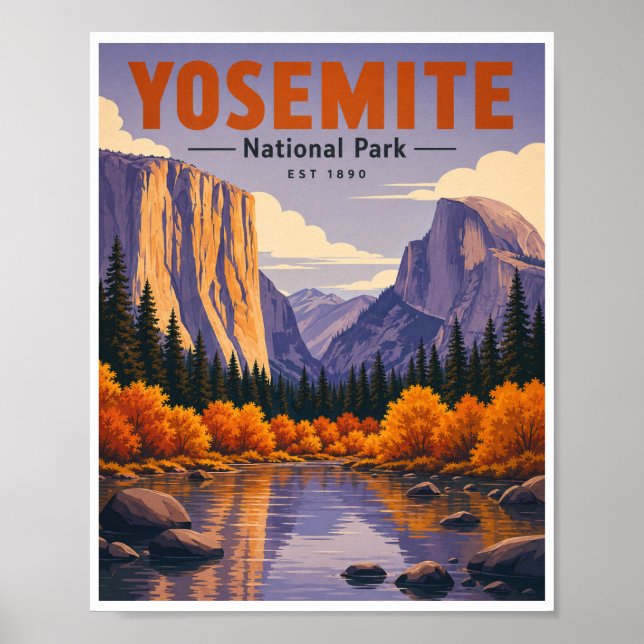 Vintage Yosemite National Park Höstresa Poster (Framsidan)