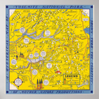 Vintage Yosemite National Park Kalifornien Karta 1 Poster