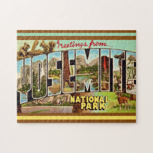 Vintage Yosemite National Park Postcard Pussel