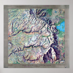 Vintage Yosemite National Park Relief Karta Poster