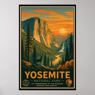 Vintage Yosemite nationalpark Poster