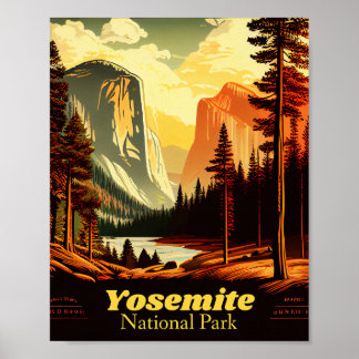 Vintage Yosemite nationalpark Poster