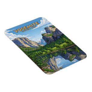 Vintage Yosemite nationalparkslandskap Magnet