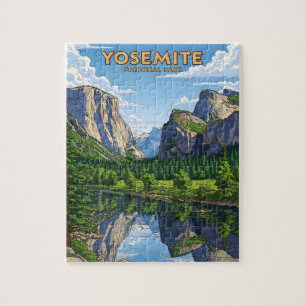Vintage Yosemite nationalparkslandskap Pussel