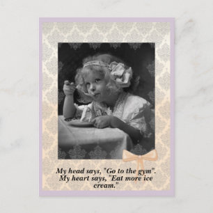 Vintage Young Girl with Ice Cream Vykort