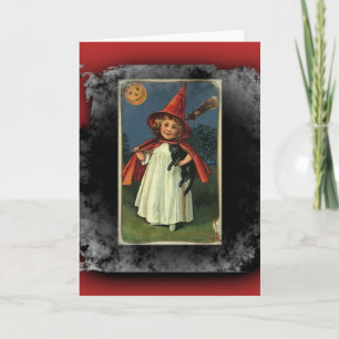 Vintage Young Halloween Witch Kort