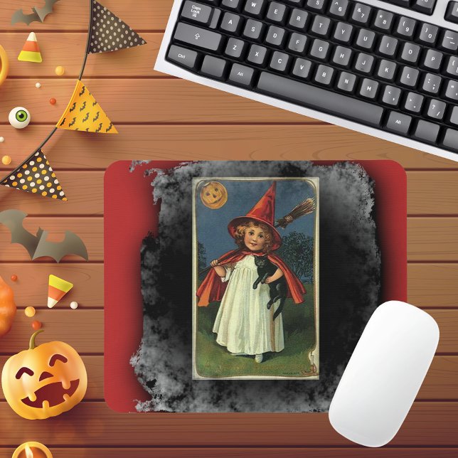 Vintage Young Halloween Witch Musmatta (Vintage Young Halloween Witch Mouse Pad)