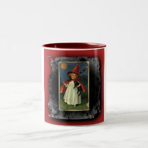 Vintage Young Halloween Witch Två-Tonad Mugg