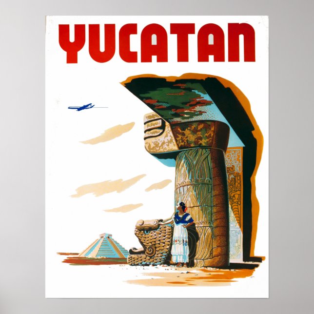Vintage Yucatan Mexico Travel Poster (Framsidan)