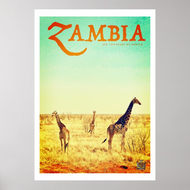 Vintage Zambia Travel Poster (Framsidan)
