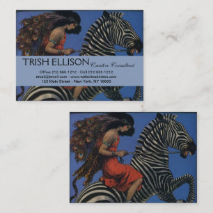 Vintage Zebra Art Nouveau Kvinna Liv 1922 Visitkort