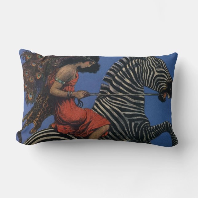 Vintage Zebra Art nouveau Woman Lumbarkudde (Framsida)