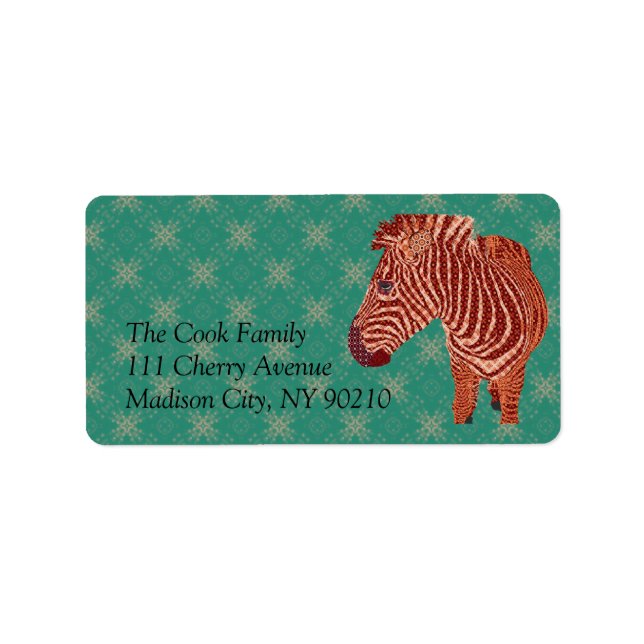Vintage Zebra-etikett Adressetikett (Framsidan)