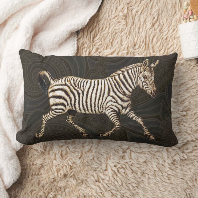 Vintage zebra med paisley-design lumbarkudde (Filt)
