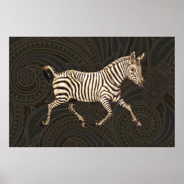 Vintage zebra med paisley-design poster (Framsidan)