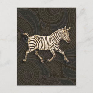 Vintage zebra med paisley-design vykort