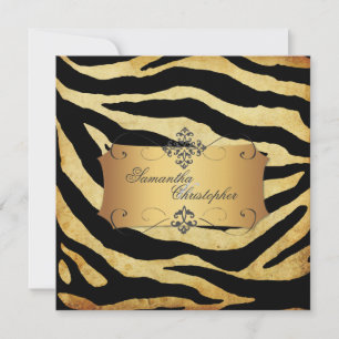 Vintage Zebra ränder, bröllopsinbjudningar Inbjudningar