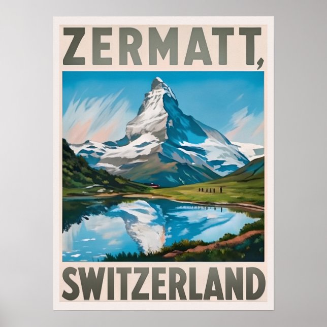 Vintage Zermatt Schweiz Matterhorn Poster (Framsidan)
