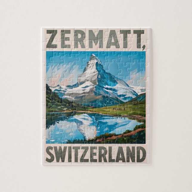 Vintage Zermatt Schweiz Matterhorn Pussel (Vertikal)