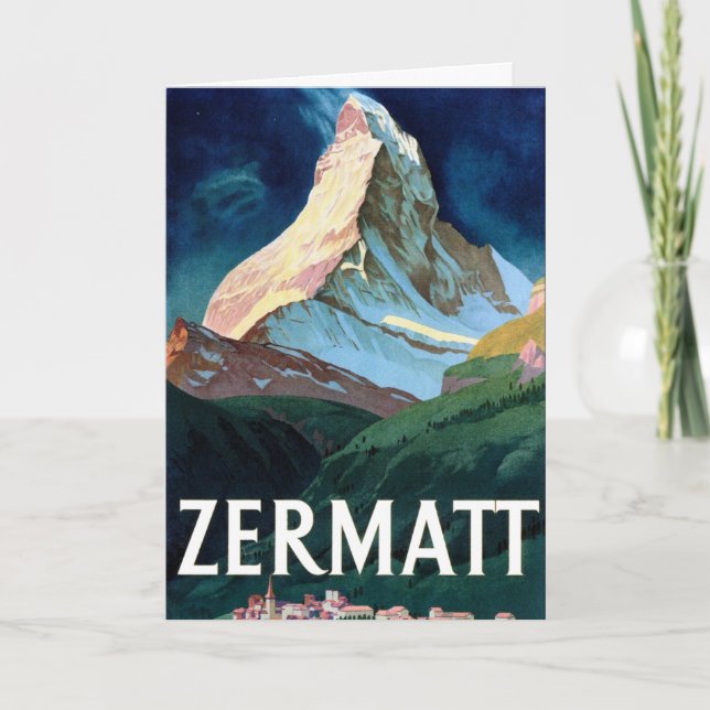 Vintage Zermatt SchweizMatterhorn Travel Kort (Framsida)