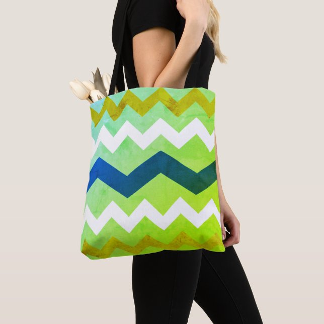 Vintage Zigzag Tote Bag Tygkasse (Närbild)