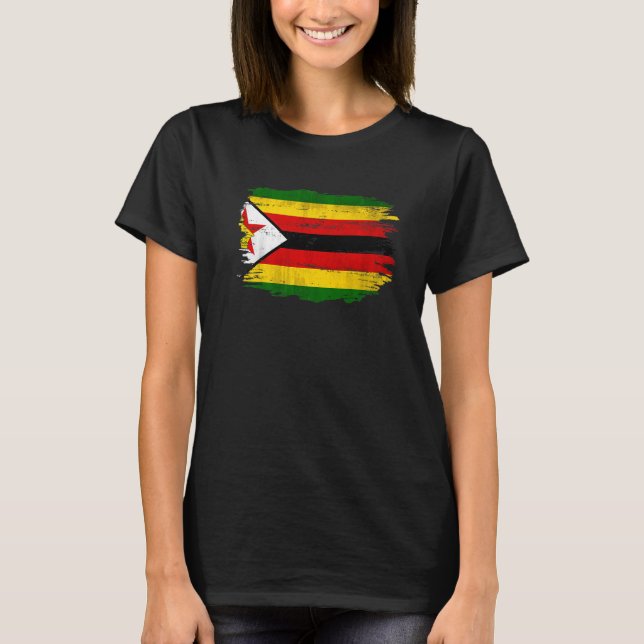 Vintage Zimbabwe Flagga för Zimbabwe T Shirt (Framsida)
