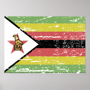 Vintage Zimbabwe Flagga Poster