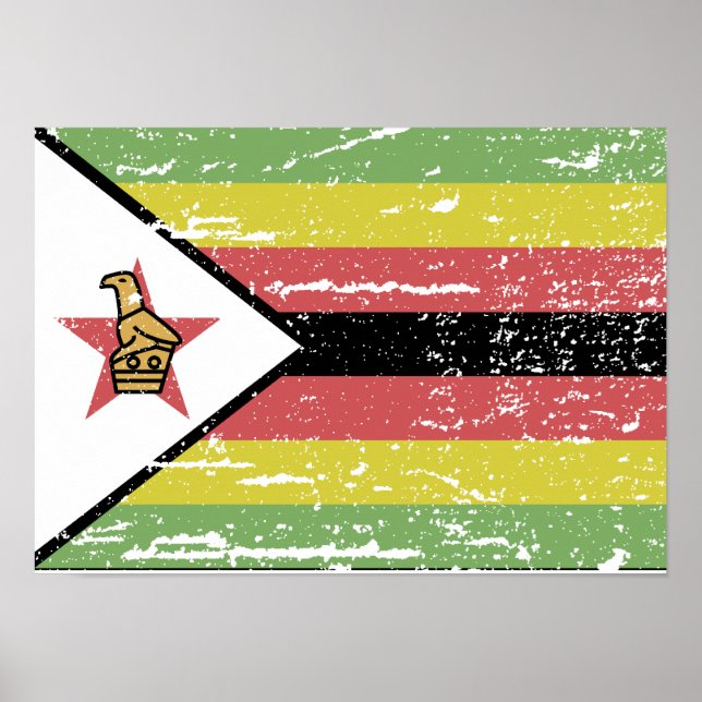 Vintage Zimbabwe Flagga Poster (Framsidan)