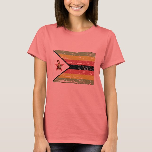 Vintage Zimbabwe Flagga T-shirt (Framsida)