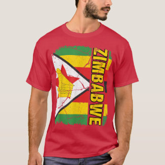 Vintage Zimbabwean Flag Zimbabwe Pride Roots Herit T Shirt